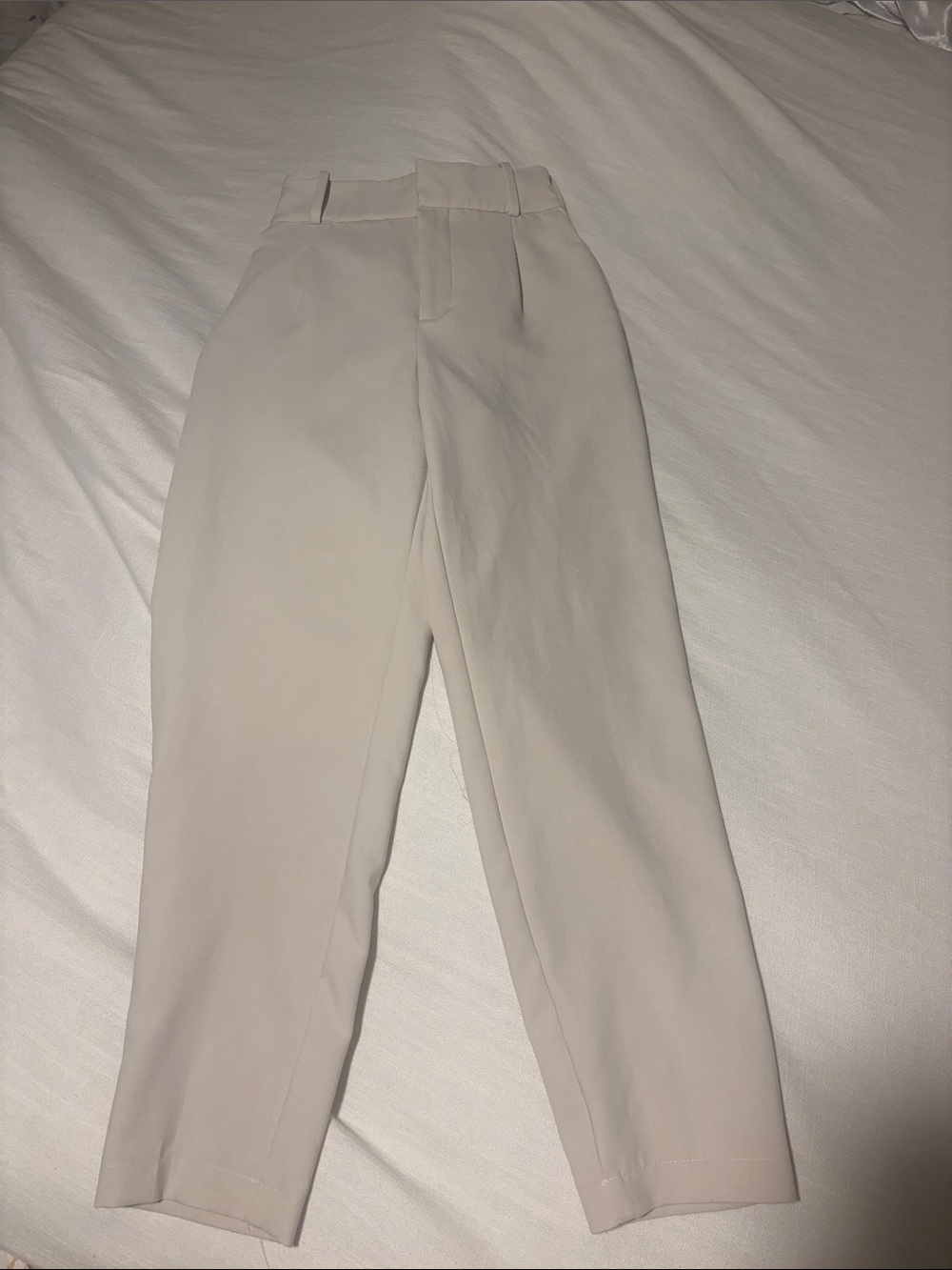 Zara Cream High-Waist Straight Trousers
